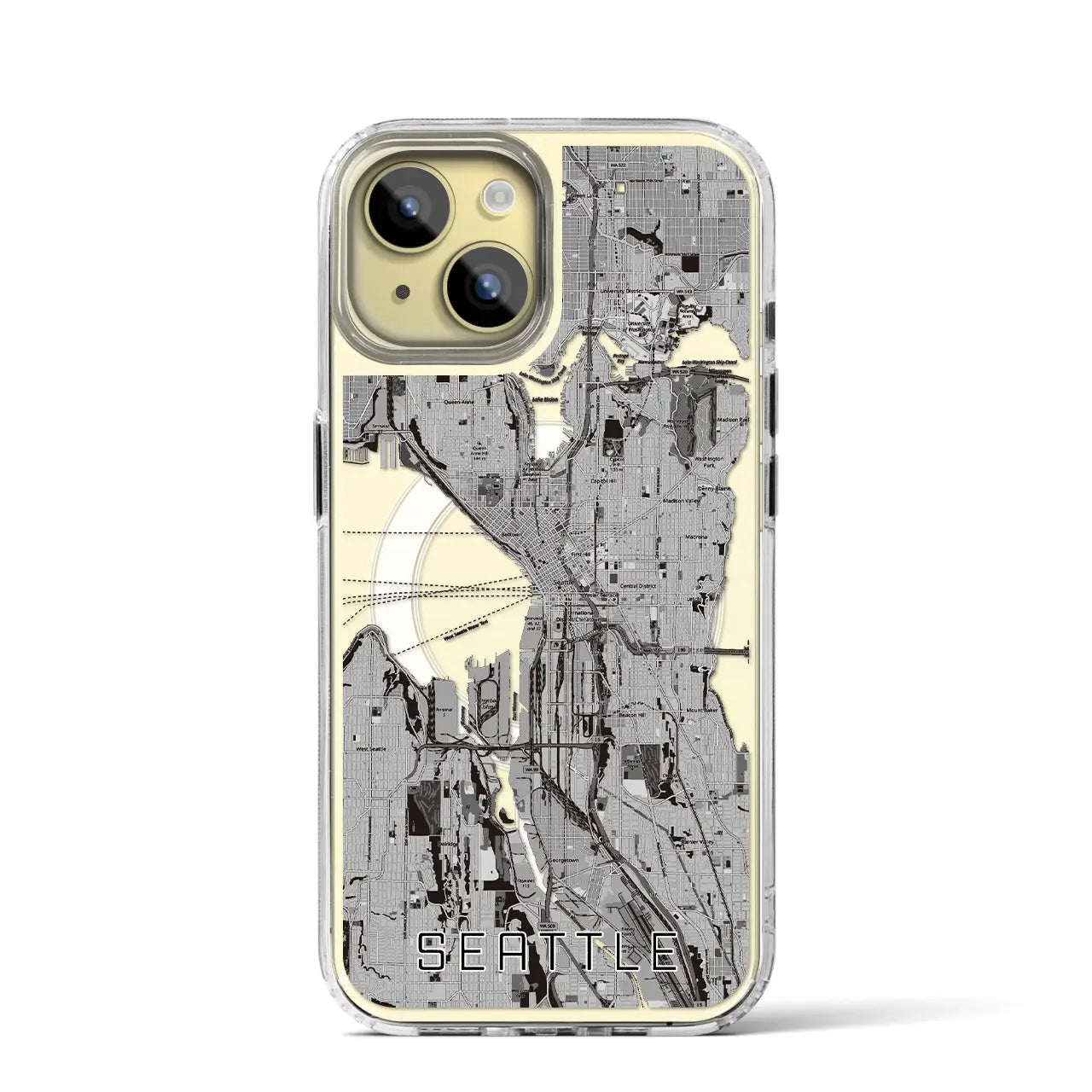 【シアトル(アメリカ)】地図柄iPhoneケース(MagSafeタイプ)