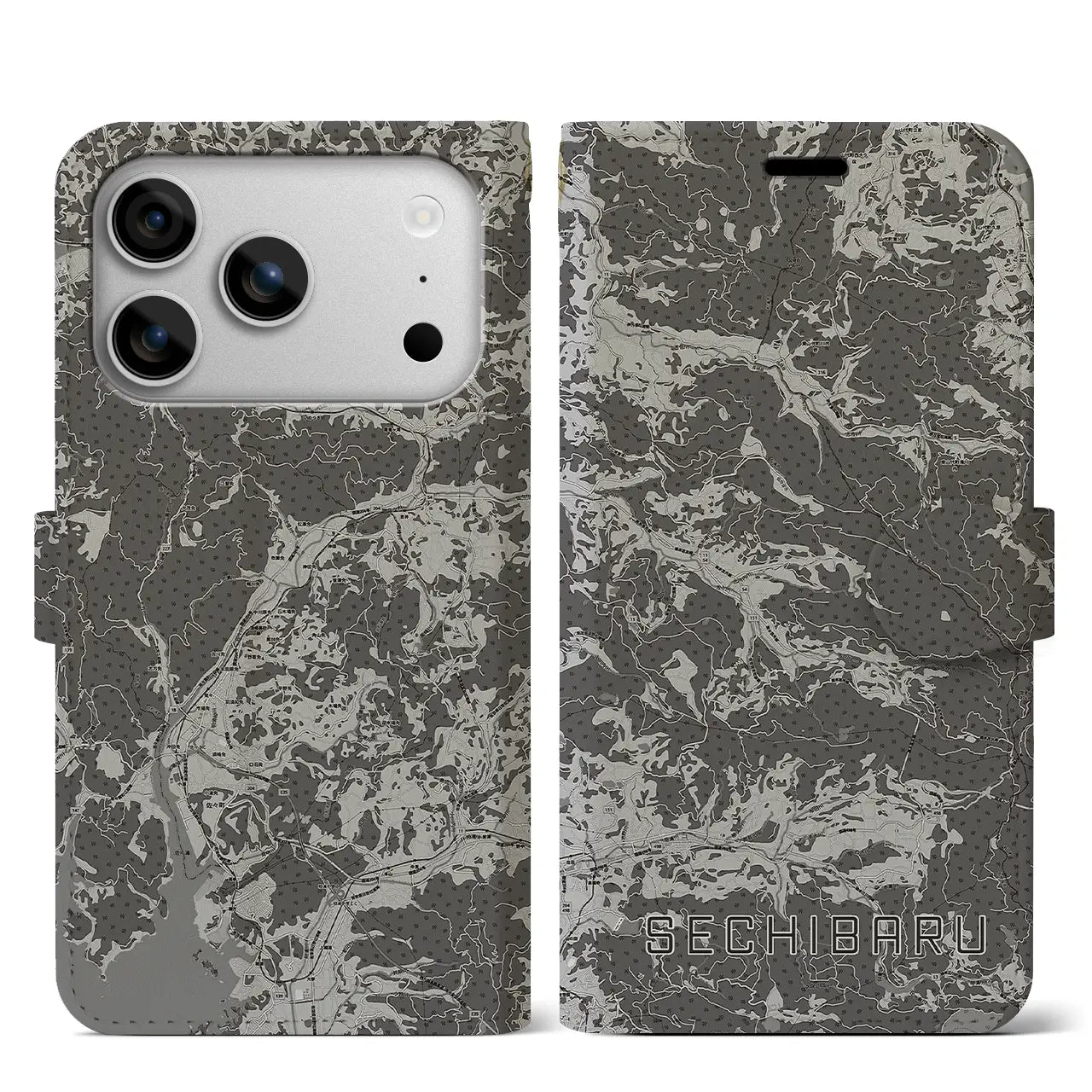 【世知原(長崎県)】地図柄iPhoneケース(手帳タイプ)