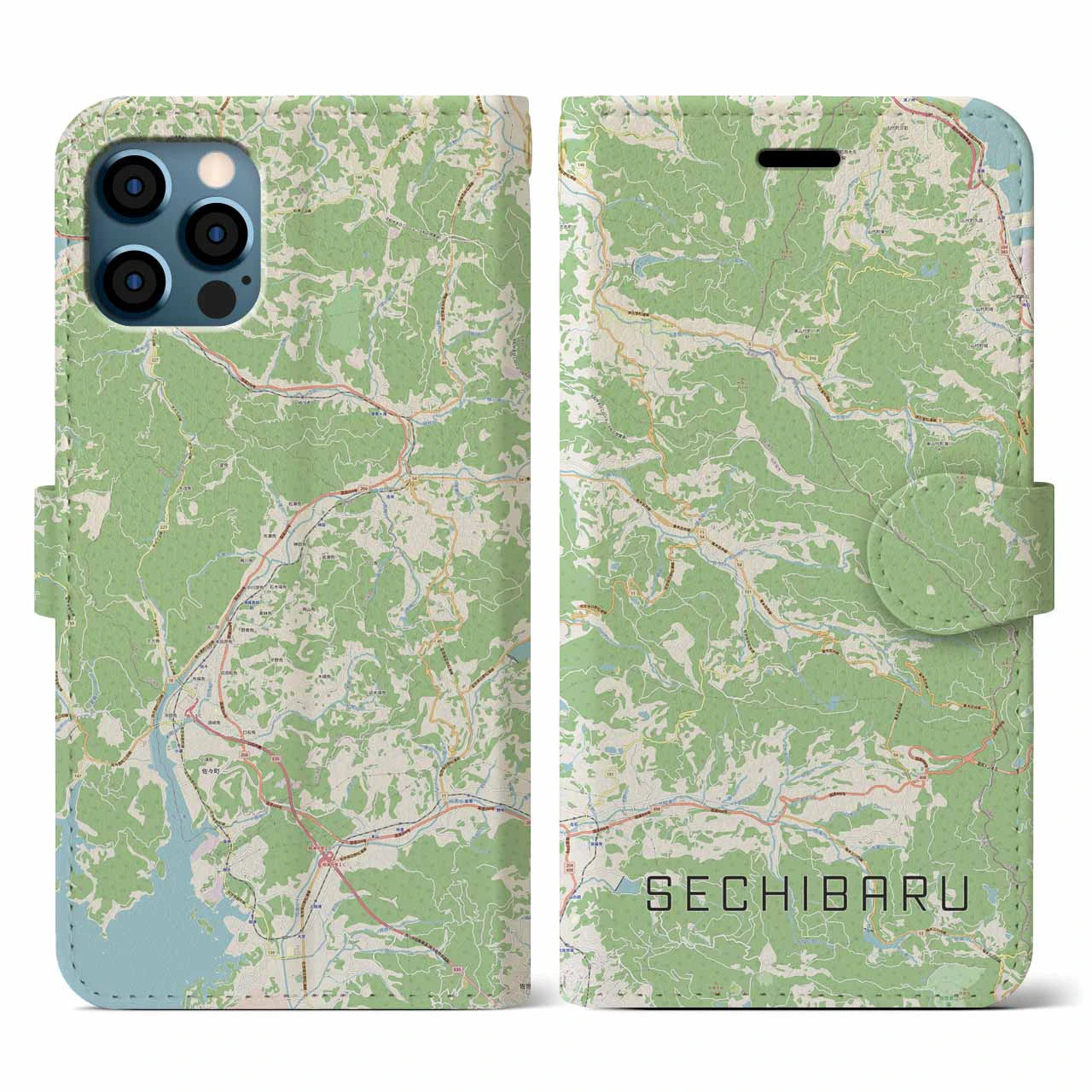 【世知原(長崎県)】地図柄iPhoneケース(手帳タイプ)