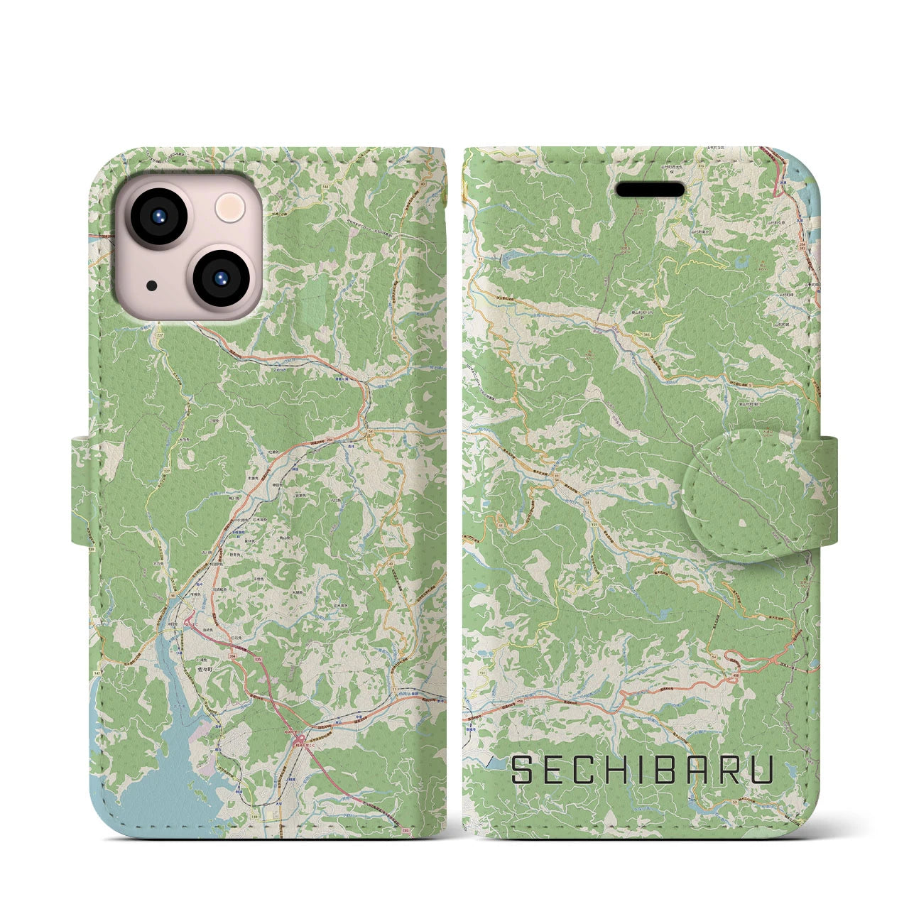 【世知原(長崎県)】地図柄iPhoneケース(手帳タイプ)