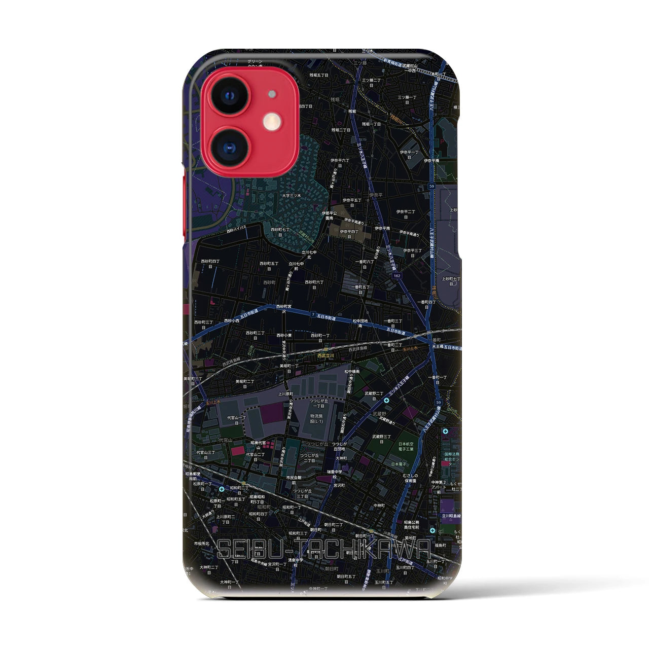 【西武立川(東京都)】地図柄iPhoneケース(バックカバータイプ)