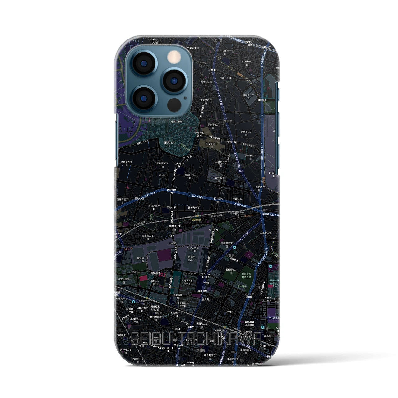 【西武立川(東京都)】地図柄iPhoneケース(バックカバータイプ)