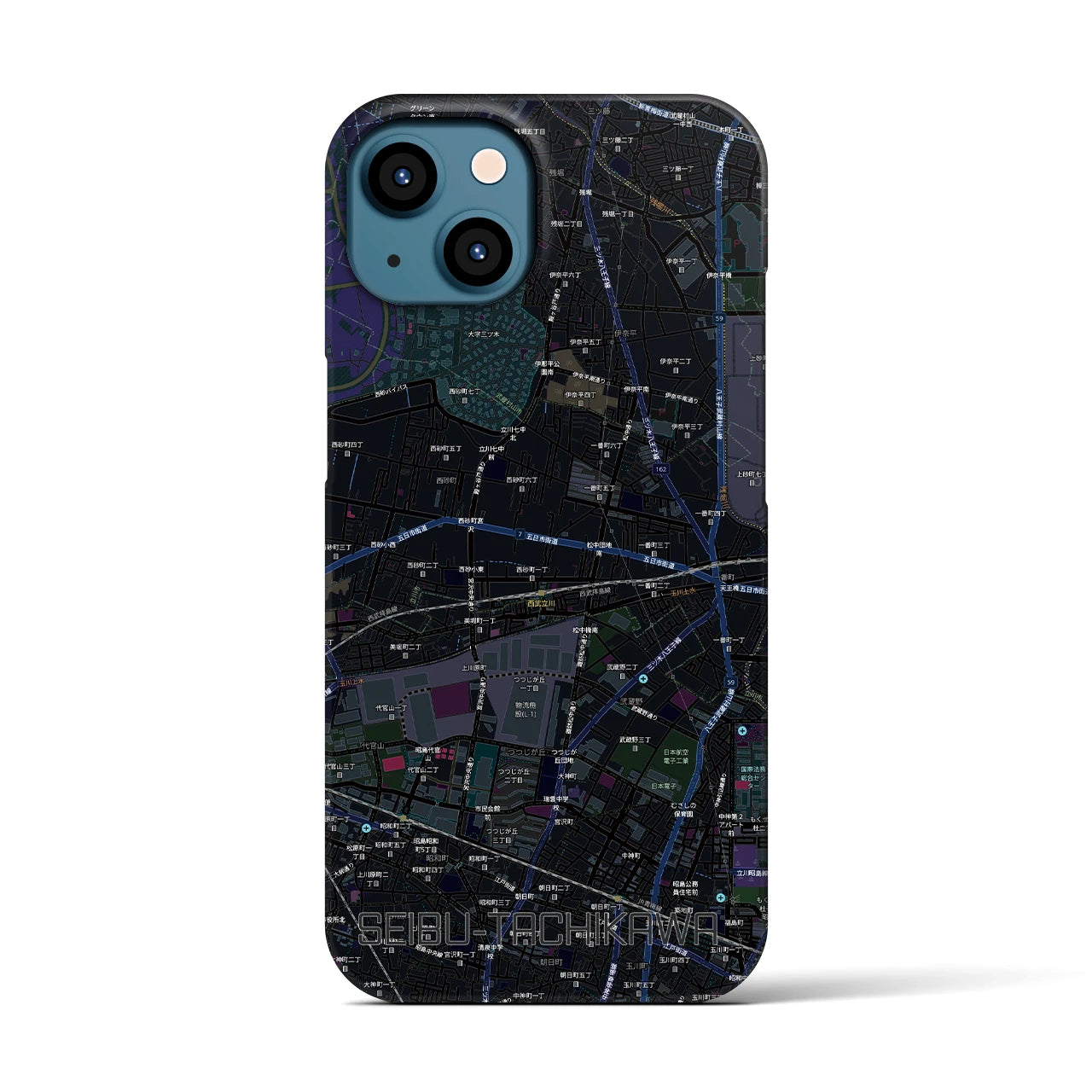 【西武立川(東京都)】地図柄iPhoneケース(バックカバータイプ)