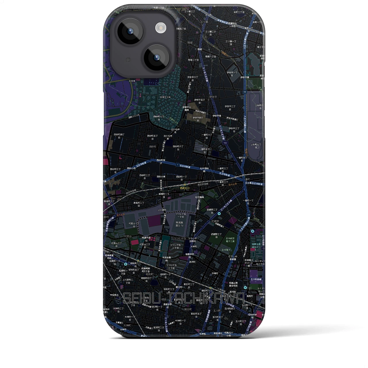 【西武立川(東京都)】地図柄iPhoneケース(バックカバータイプ)