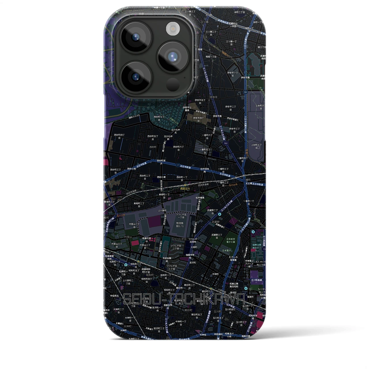 【西武立川(東京都)】地図柄iPhoneケース(バックカバータイプ)