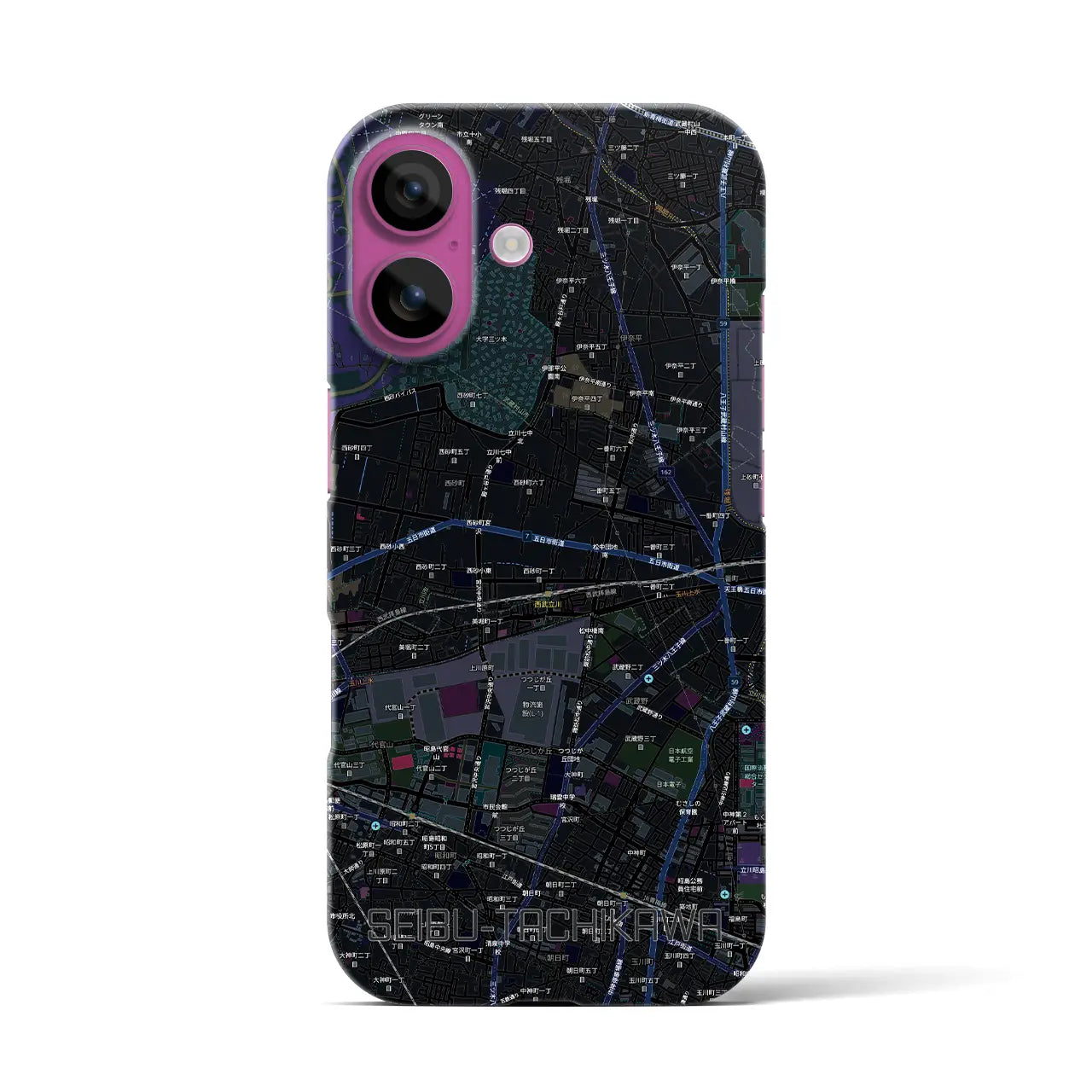 【西武立川(東京都)】地図柄iPhoneケース(バックカバータイプ)