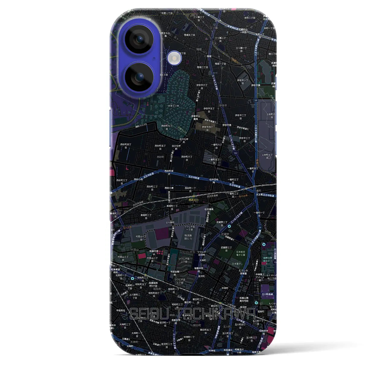 【西武立川(東京都)】地図柄iPhoneケース(バックカバータイプ)