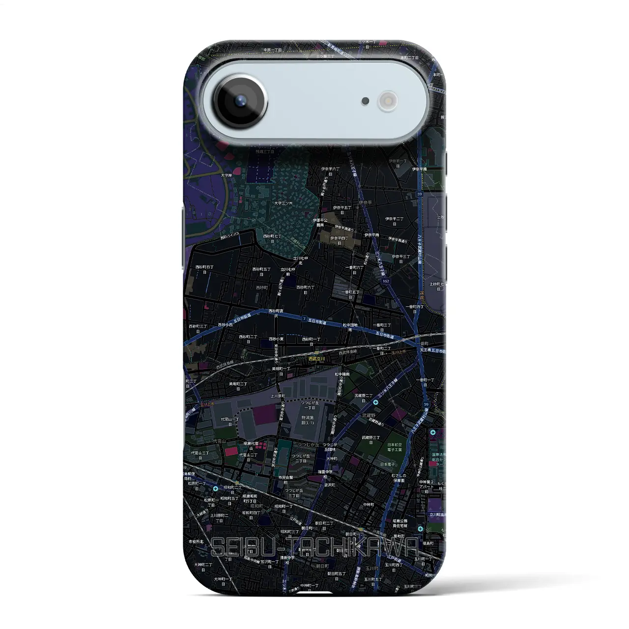 【西武立川(東京都)】地図柄iPhoneケース(バックカバータイプ)