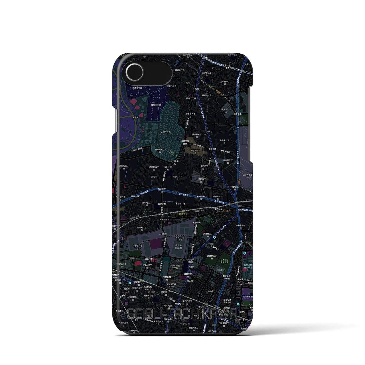 【西武立川(東京都)】地図柄iPhoneケース(バックカバータイプ)