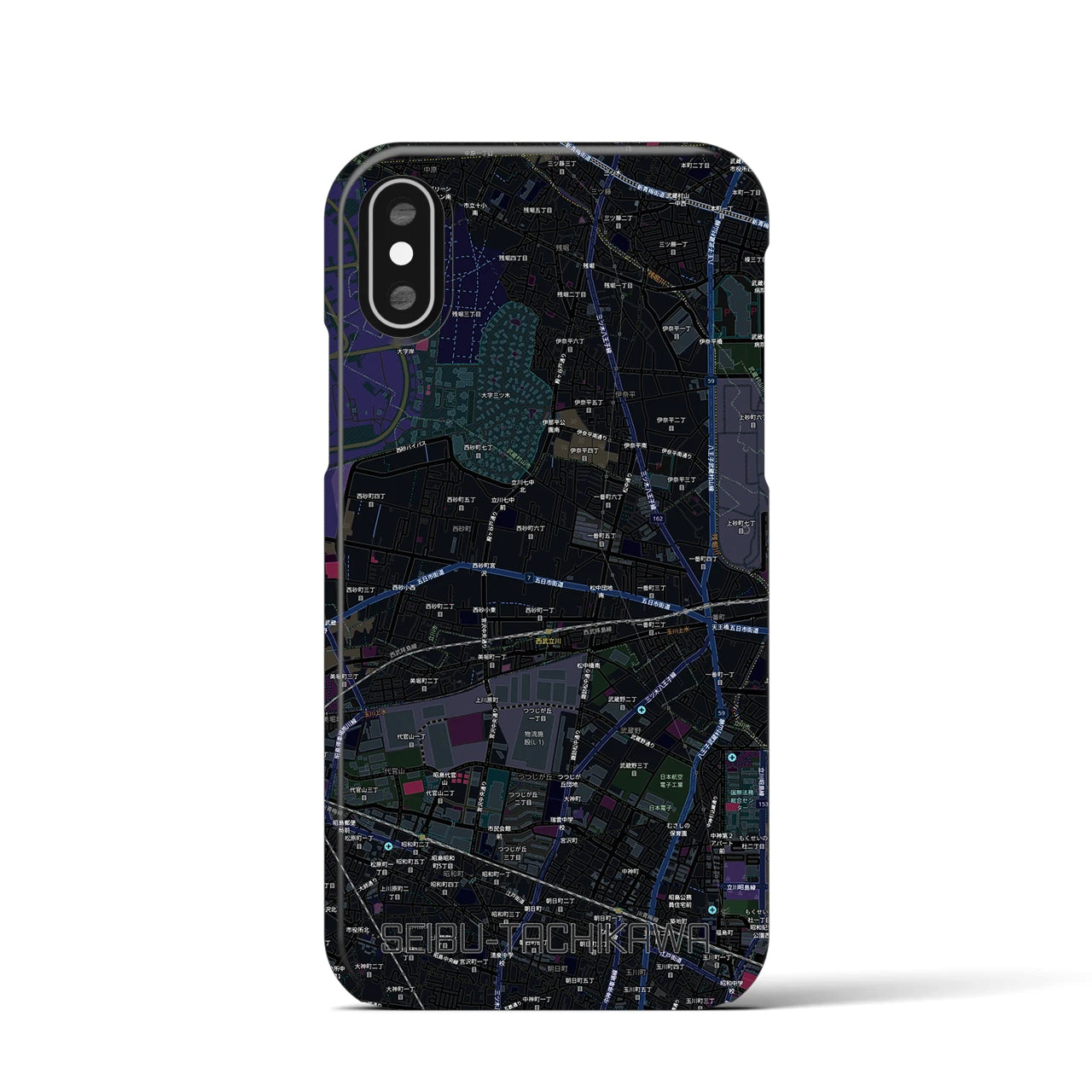 【西武立川(東京都)】地図柄iPhoneケース(バックカバータイプ)