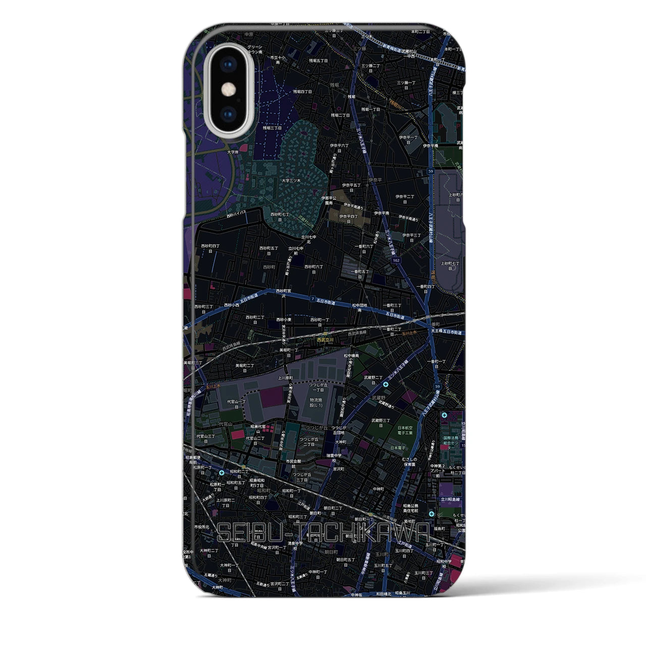 【西武立川(東京都)】地図柄iPhoneケース(バックカバータイプ)