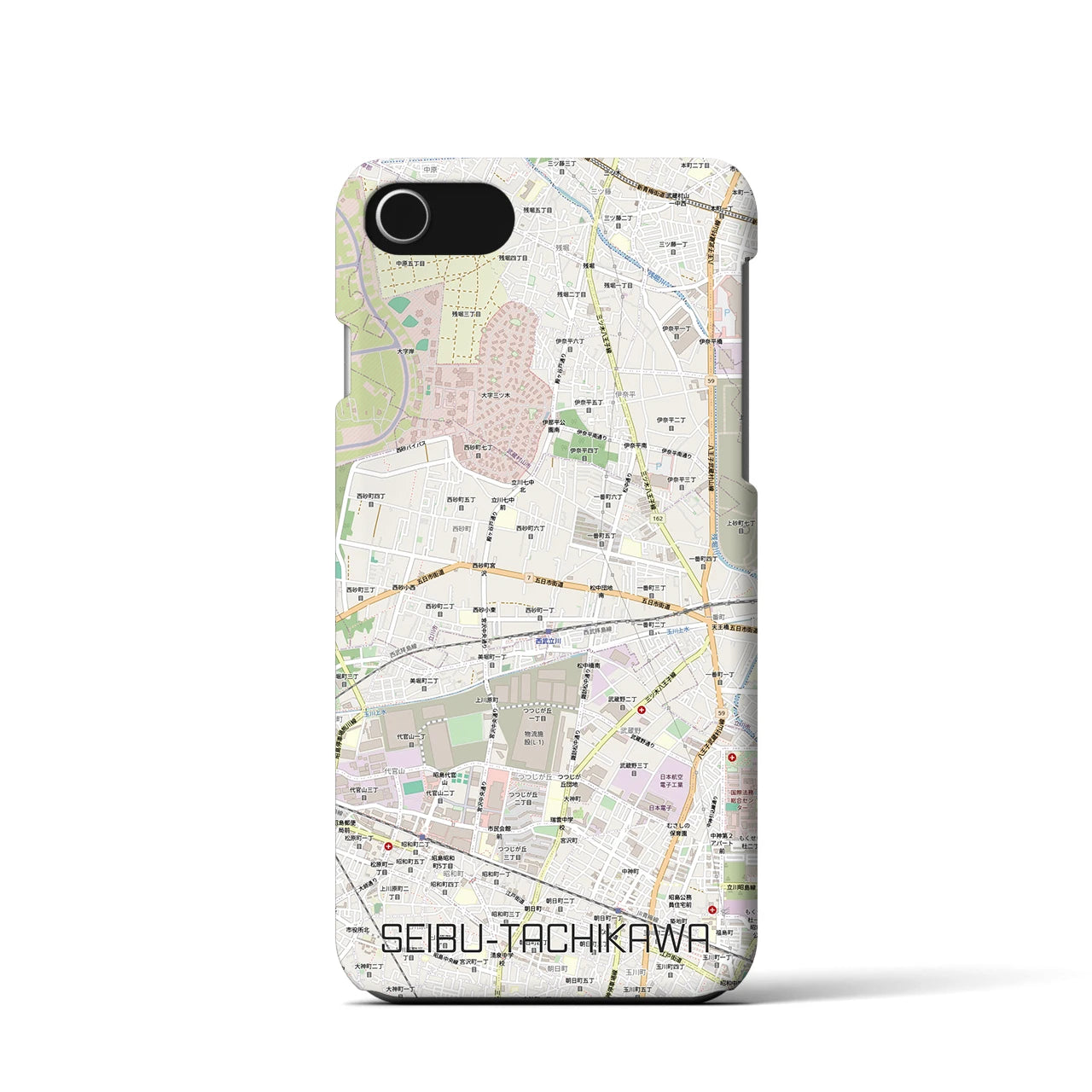 【西武立川(東京都)】地図柄iPhoneケース(バックカバータイプ)