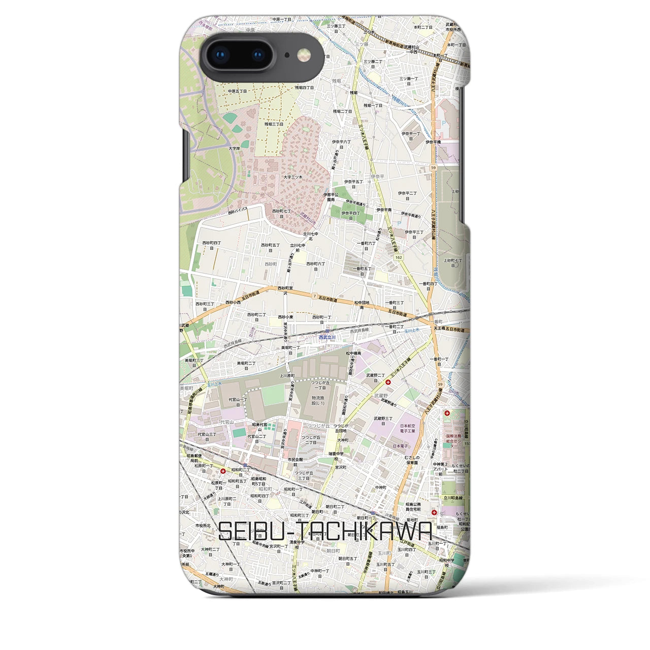 【西武立川(東京都)】地図柄iPhoneケース(バックカバータイプ)