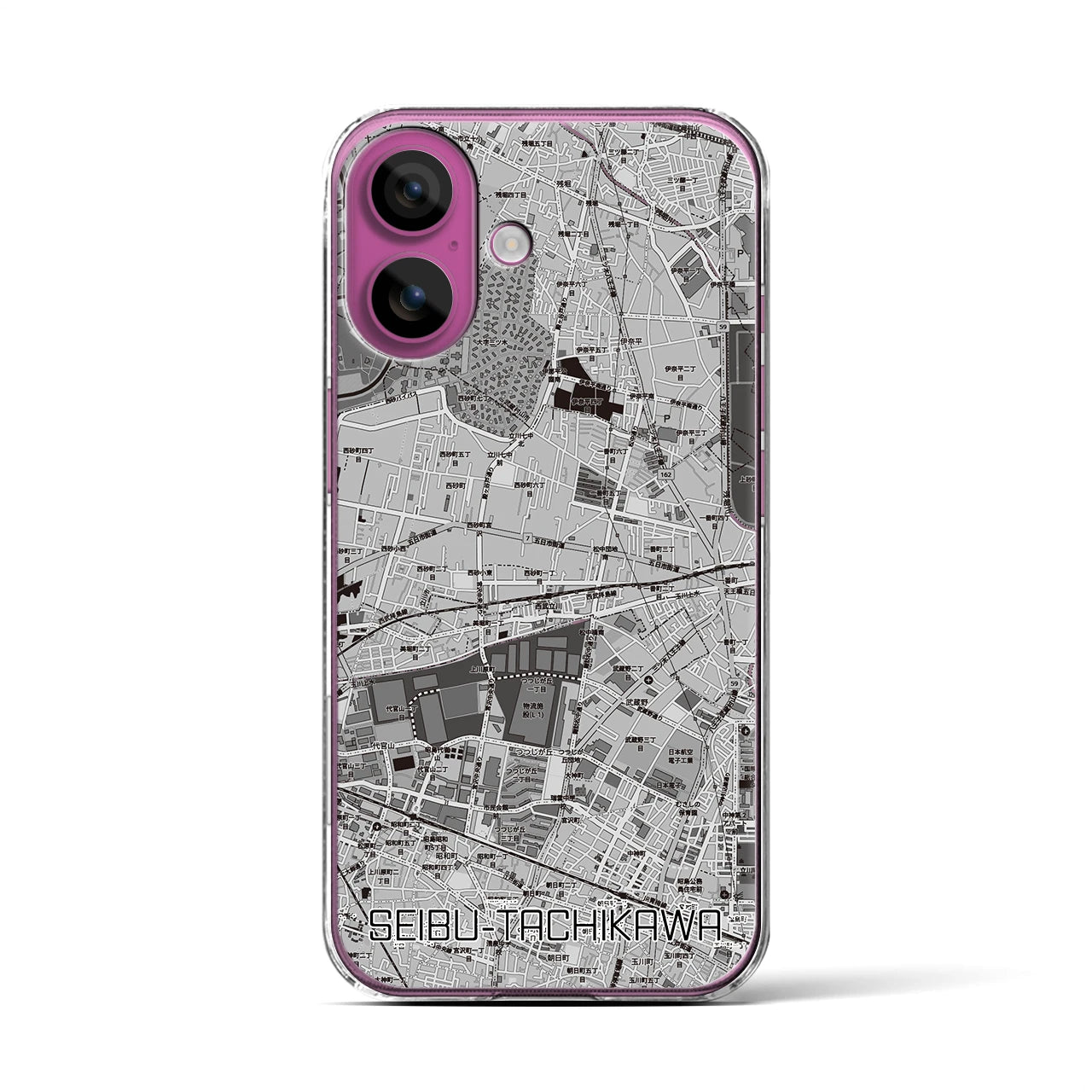 【西武立川(東京都)】地図柄iPhoneケース(クリアタイプ)