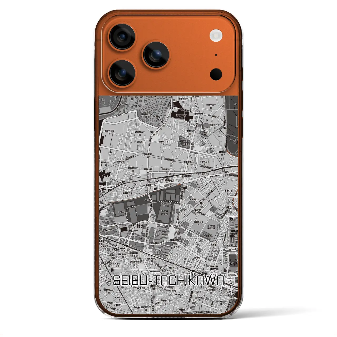 【西武立川(東京都)】地図柄iPhoneケース(クリアタイプ)モノトーン・iPhone 17 Pro Max 用