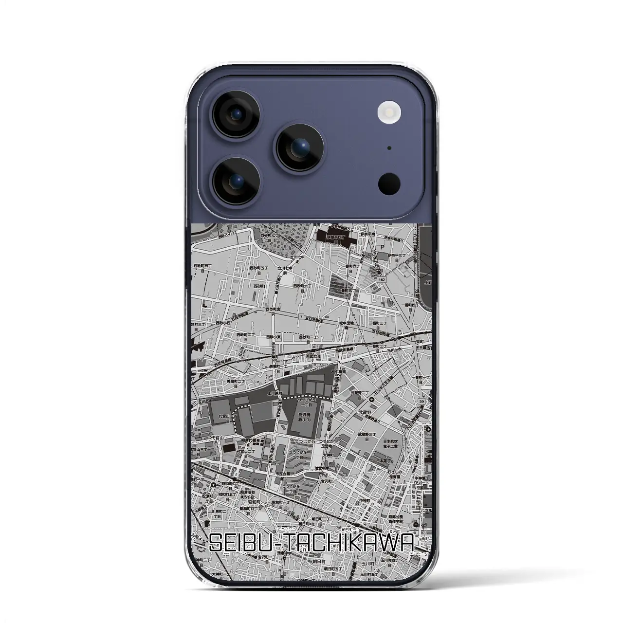 【西武立川(東京都)】地図柄iPhoneケース(クリアタイプ)