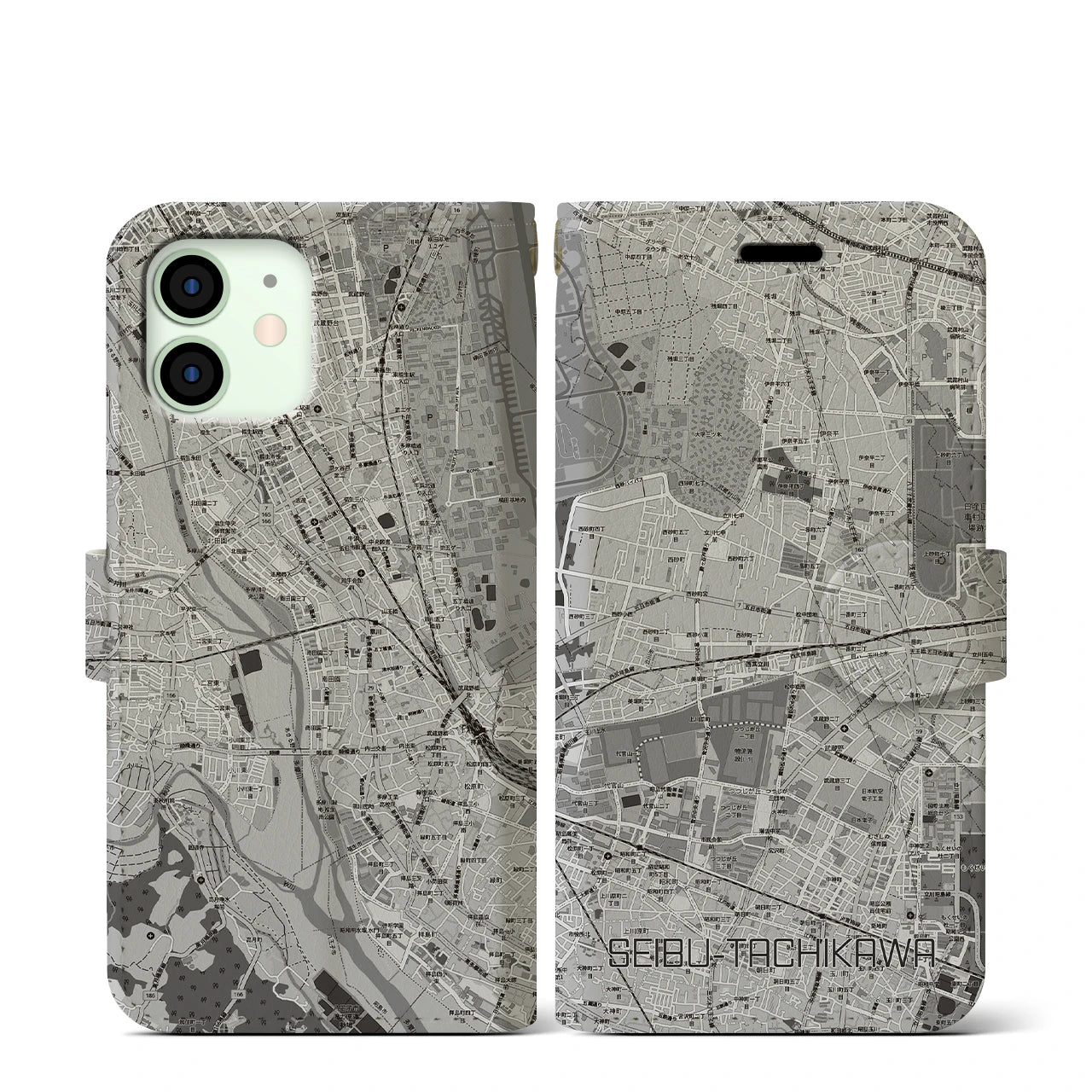 【西武立川(東京都)】地図柄iPhoneケース(手帳タイプ)