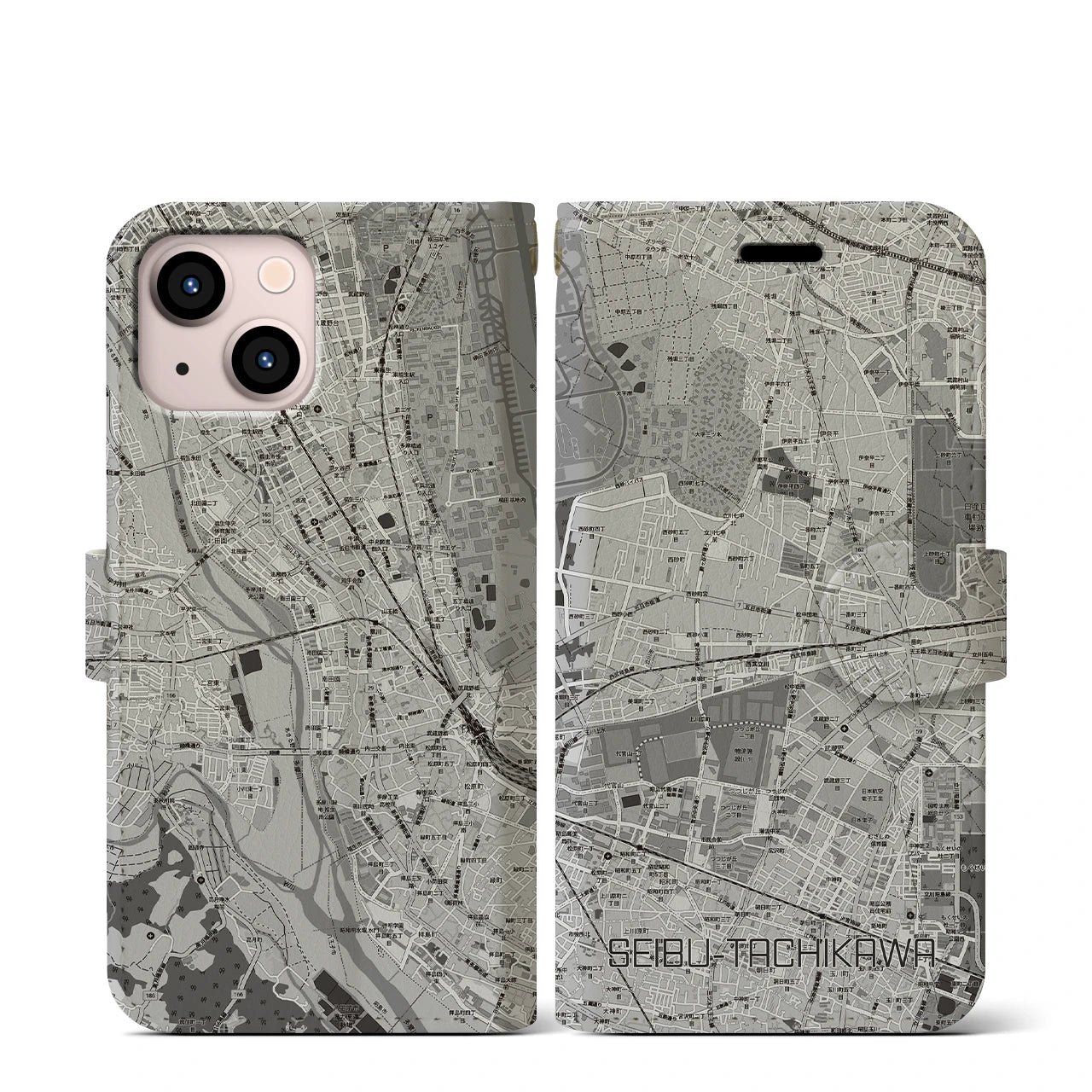 【西武立川(東京都)】地図柄iPhoneケース(手帳タイプ)