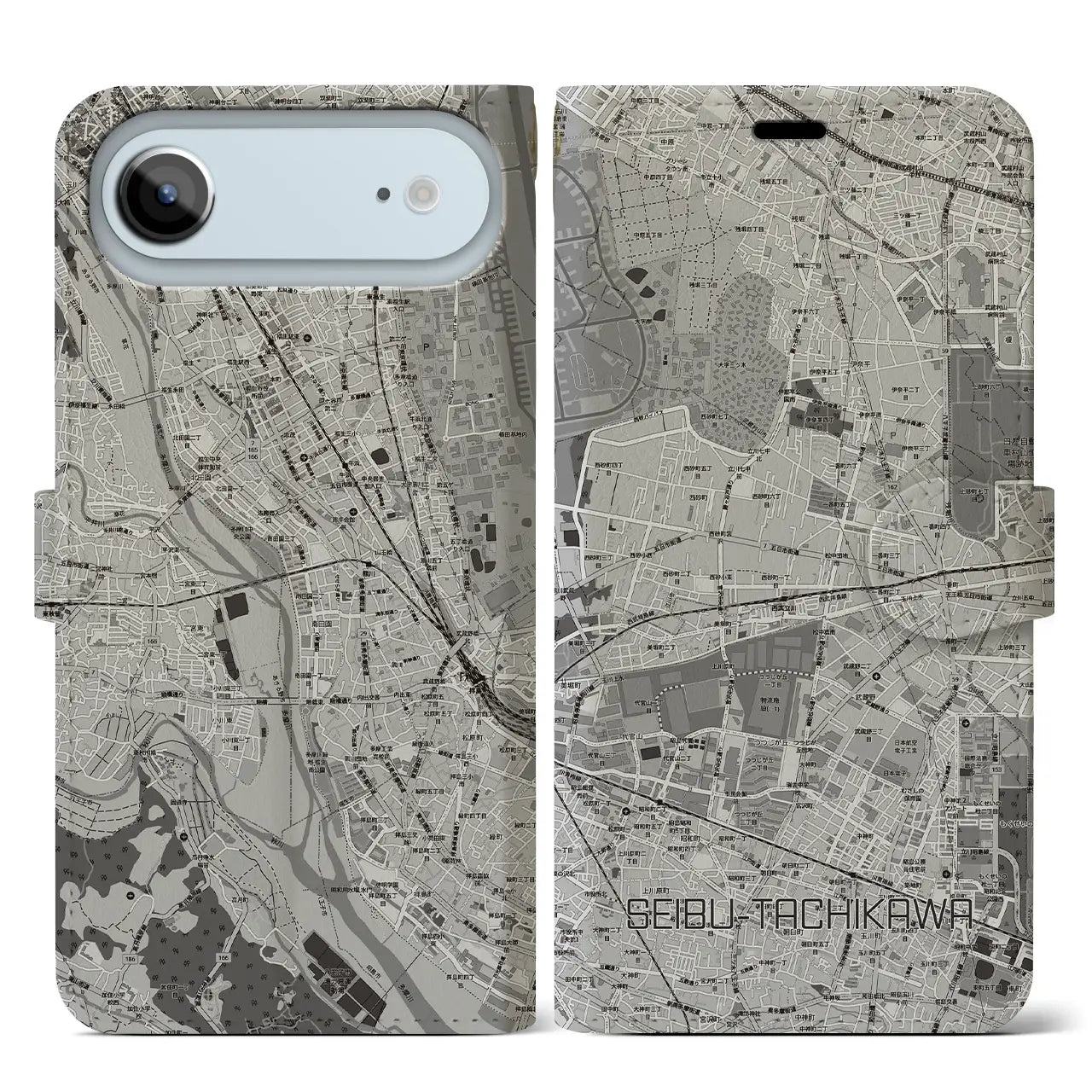 【西武立川(東京都)】地図柄iPhoneケース(手帳タイプ)