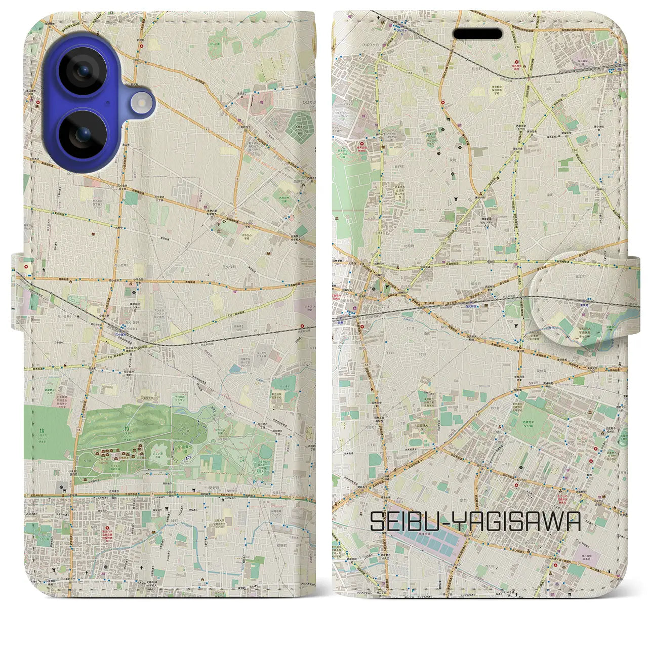 【西武柳沢(東京都)】地図柄iPhoneケース(手帳タイプ)ナチュラル・iPhone 16 Pro Max 用
