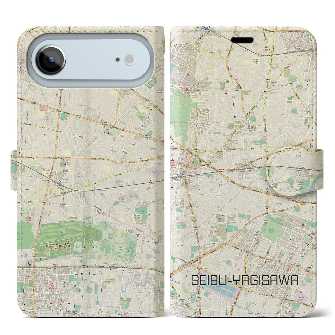 【西武柳沢(東京都)】地図柄iPhoneケース(手帳タイプ)ナチュラル・iPhone 17 Pro Max 用