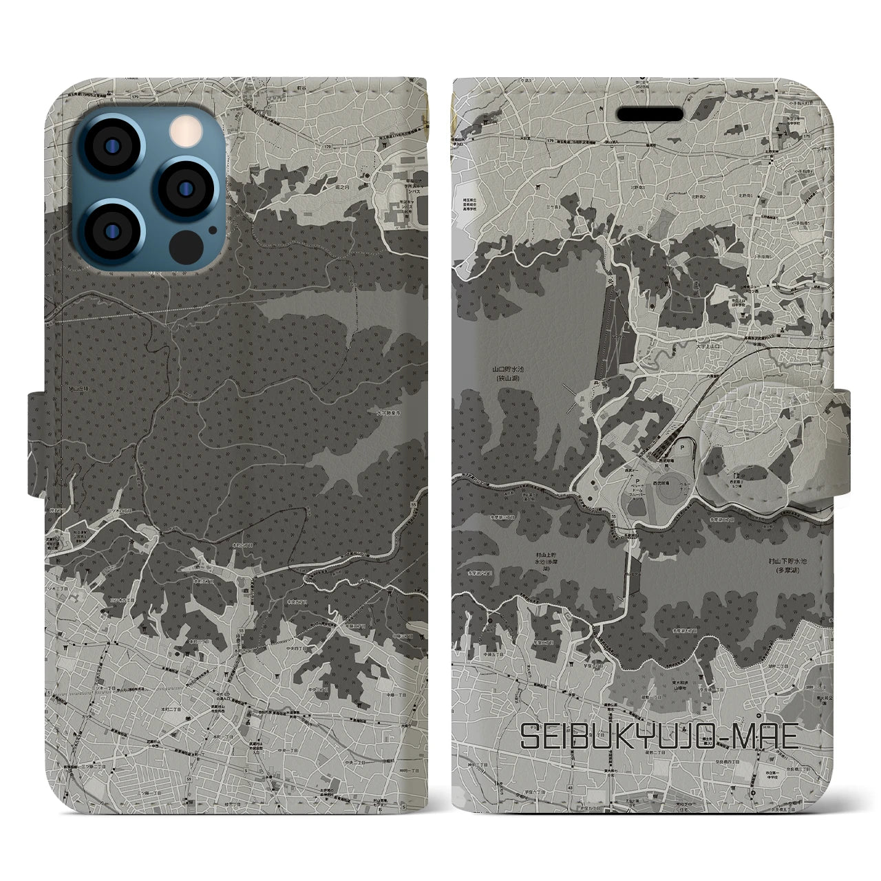 【西武球場前(埼玉県)】地図柄iPhoneケース(手帳タイプ)