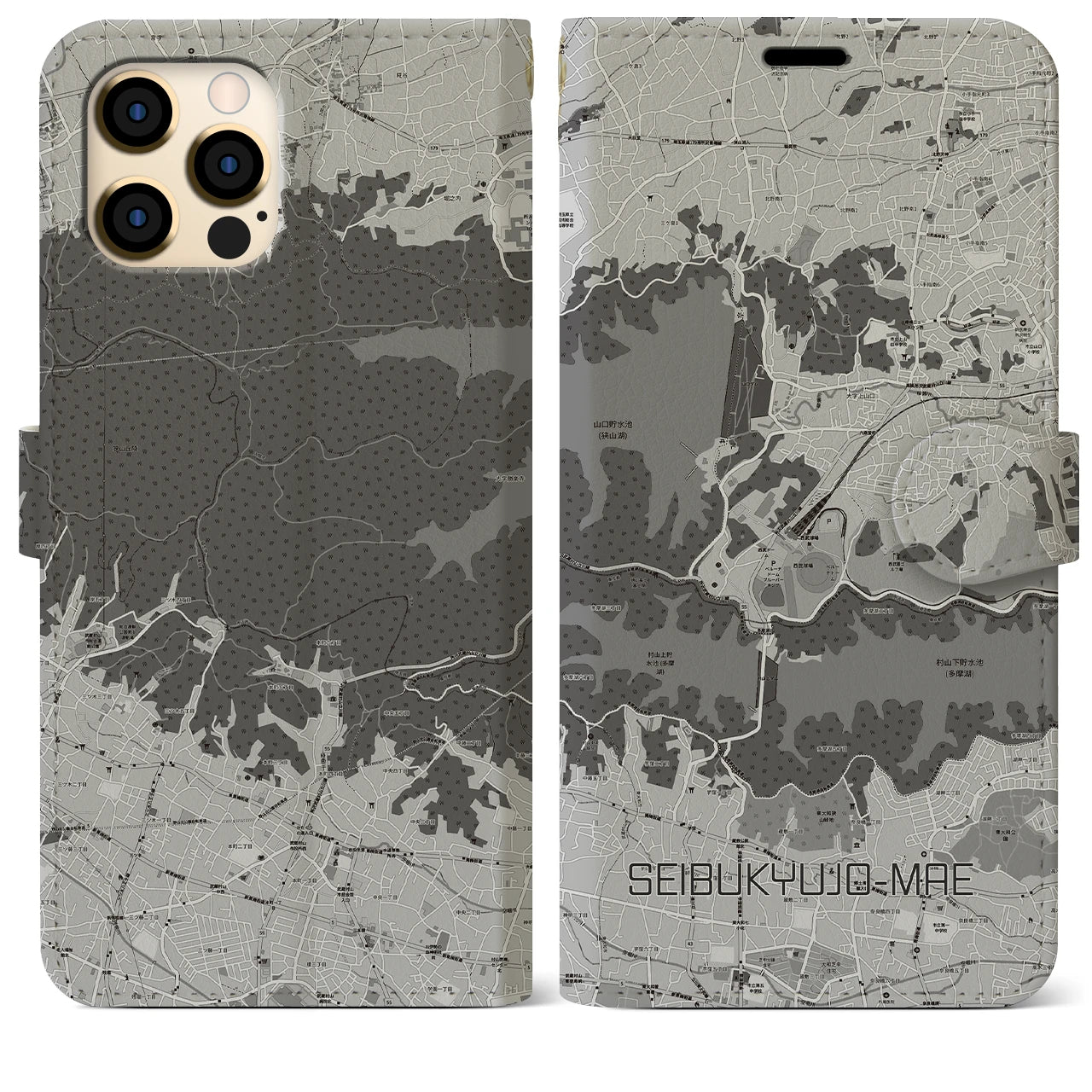 【西武球場前(埼玉県)】地図柄iPhoneケース(手帳タイプ)