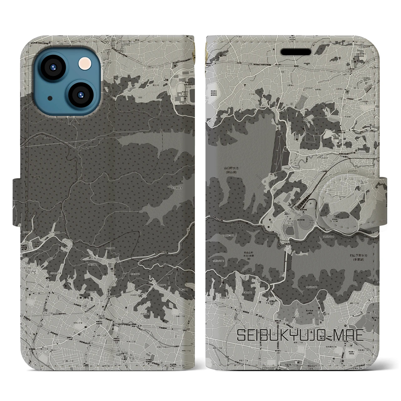 【西武球場前(埼玉県)】地図柄iPhoneケース(手帳タイプ)