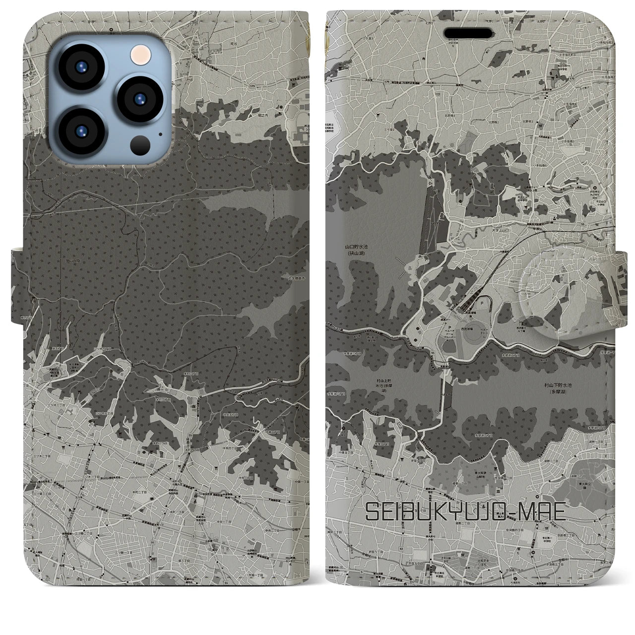 【西武球場前(埼玉県)】地図柄iPhoneケース(手帳タイプ)