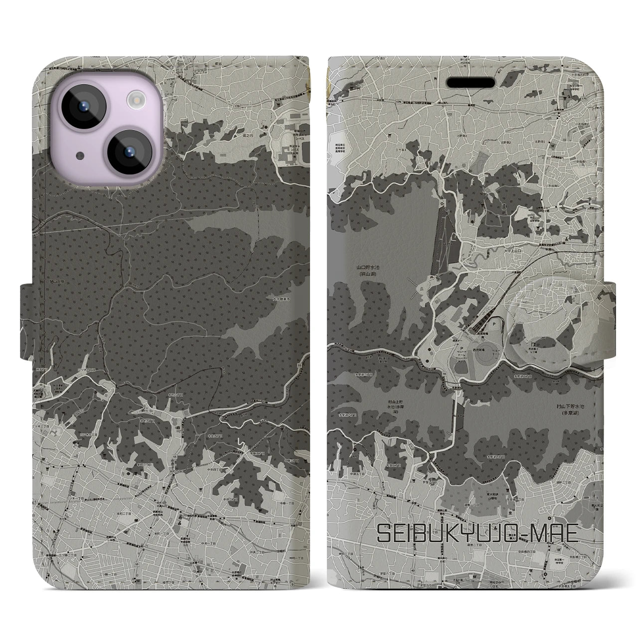 【西武球場前(埼玉県)】地図柄iPhoneケース(手帳タイプ)