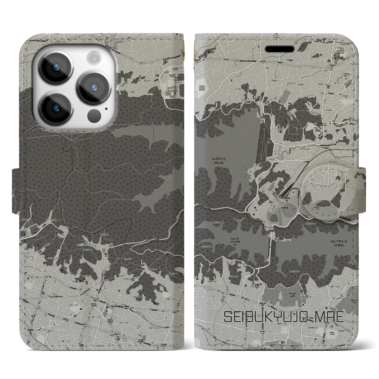 【西武球場前(埼玉県)】地図柄iPhoneケース(手帳タイプ)