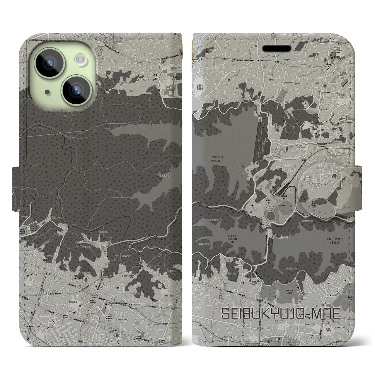 【西武球場前(埼玉県)】地図柄iPhoneケース(手帳タイプ)