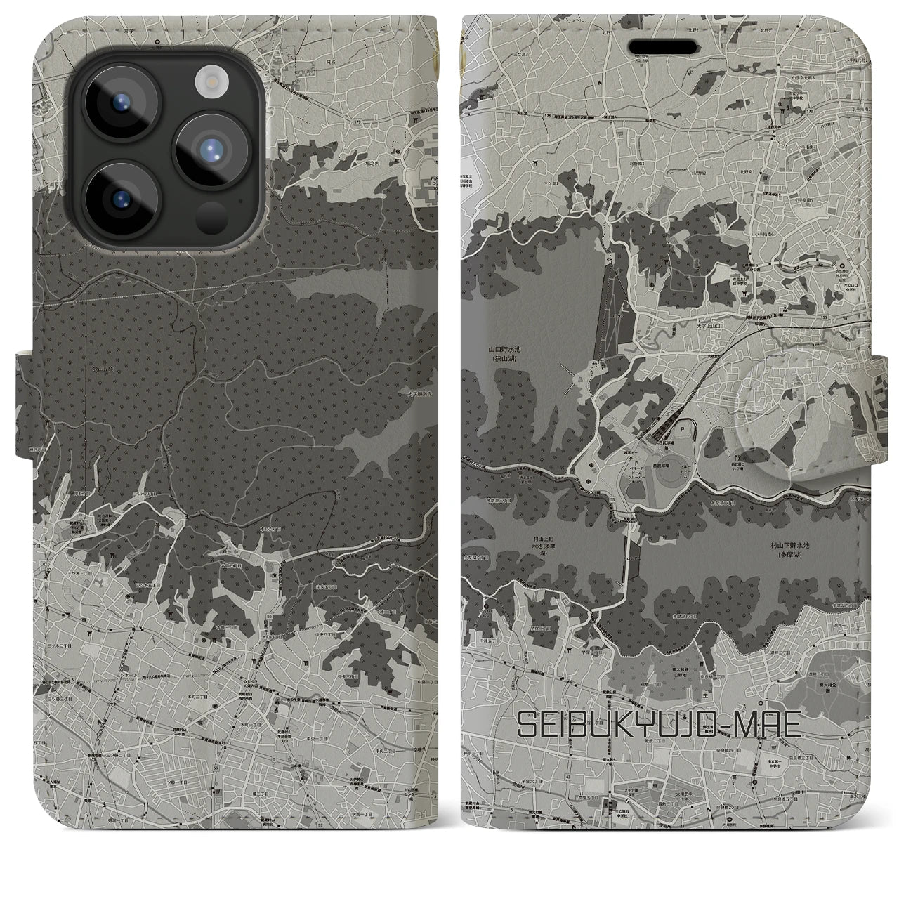 【西武球場前(埼玉県)】地図柄iPhoneケース(手帳タイプ)