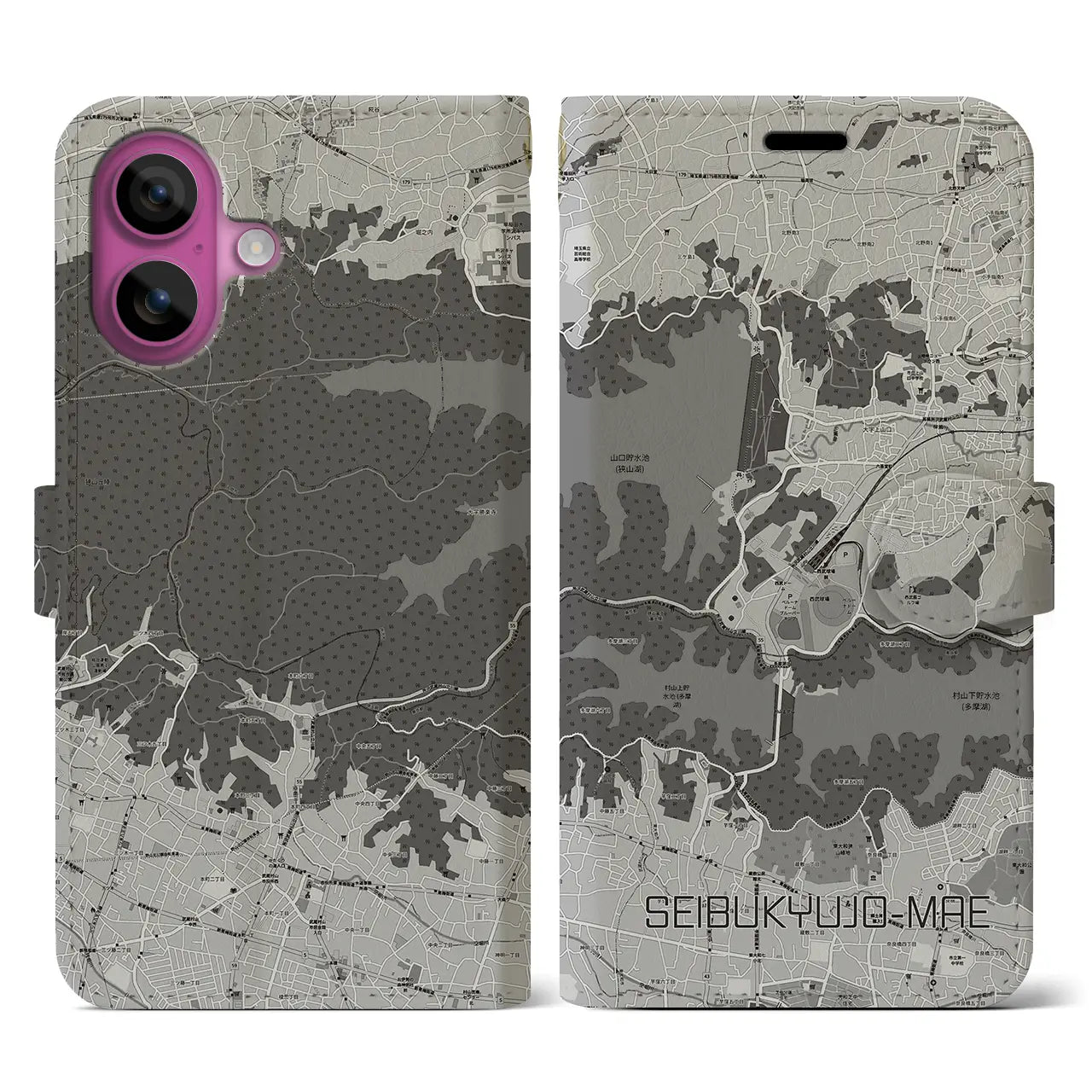 【西武球場前(埼玉県)】地図柄iPhoneケース(手帳タイプ)