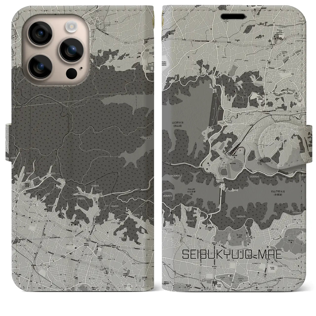 【西武球場前(埼玉県)】地図柄iPhoneケース(手帳タイプ)