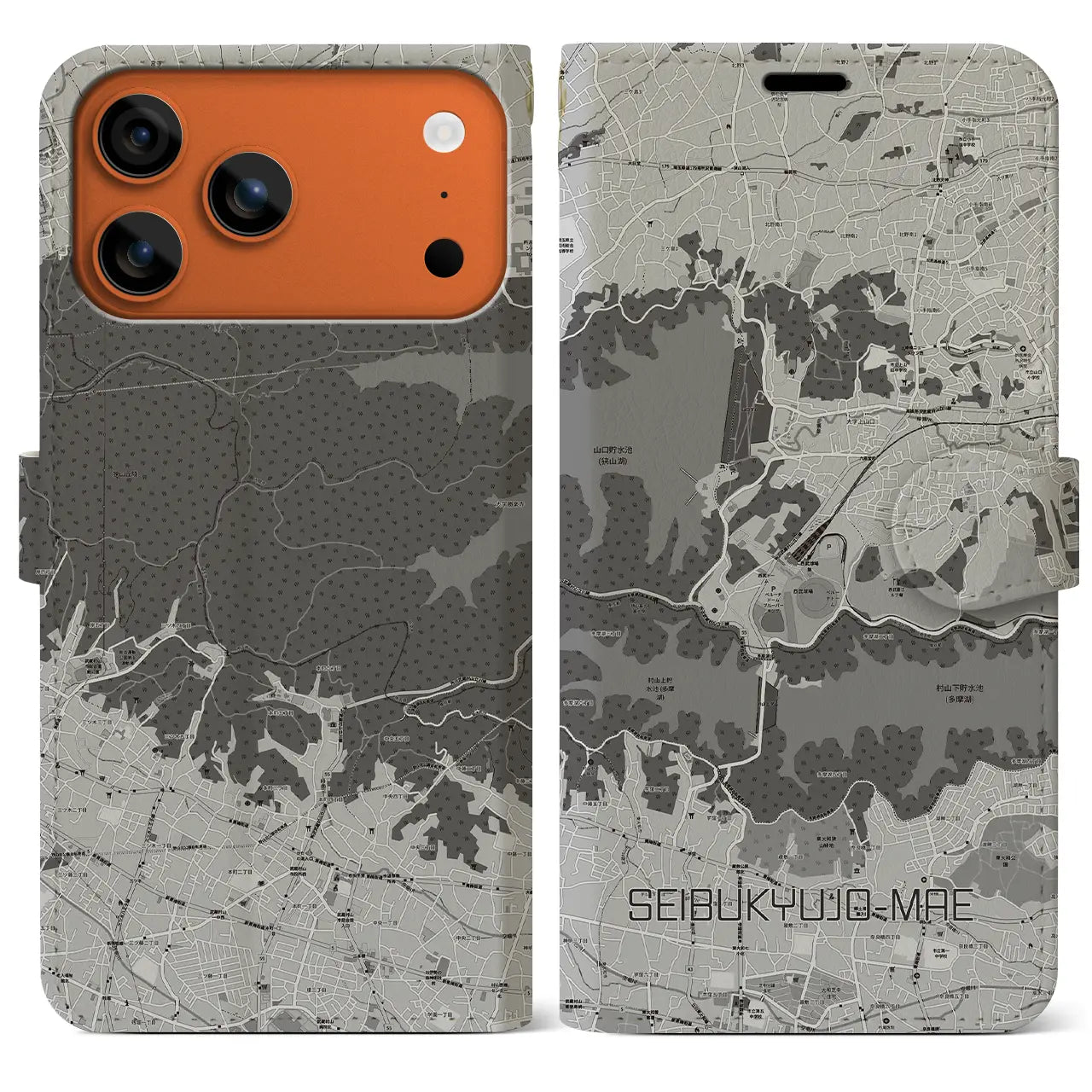 【西武球場前(埼玉県)】地図柄iPhoneケース(手帳タイプ)