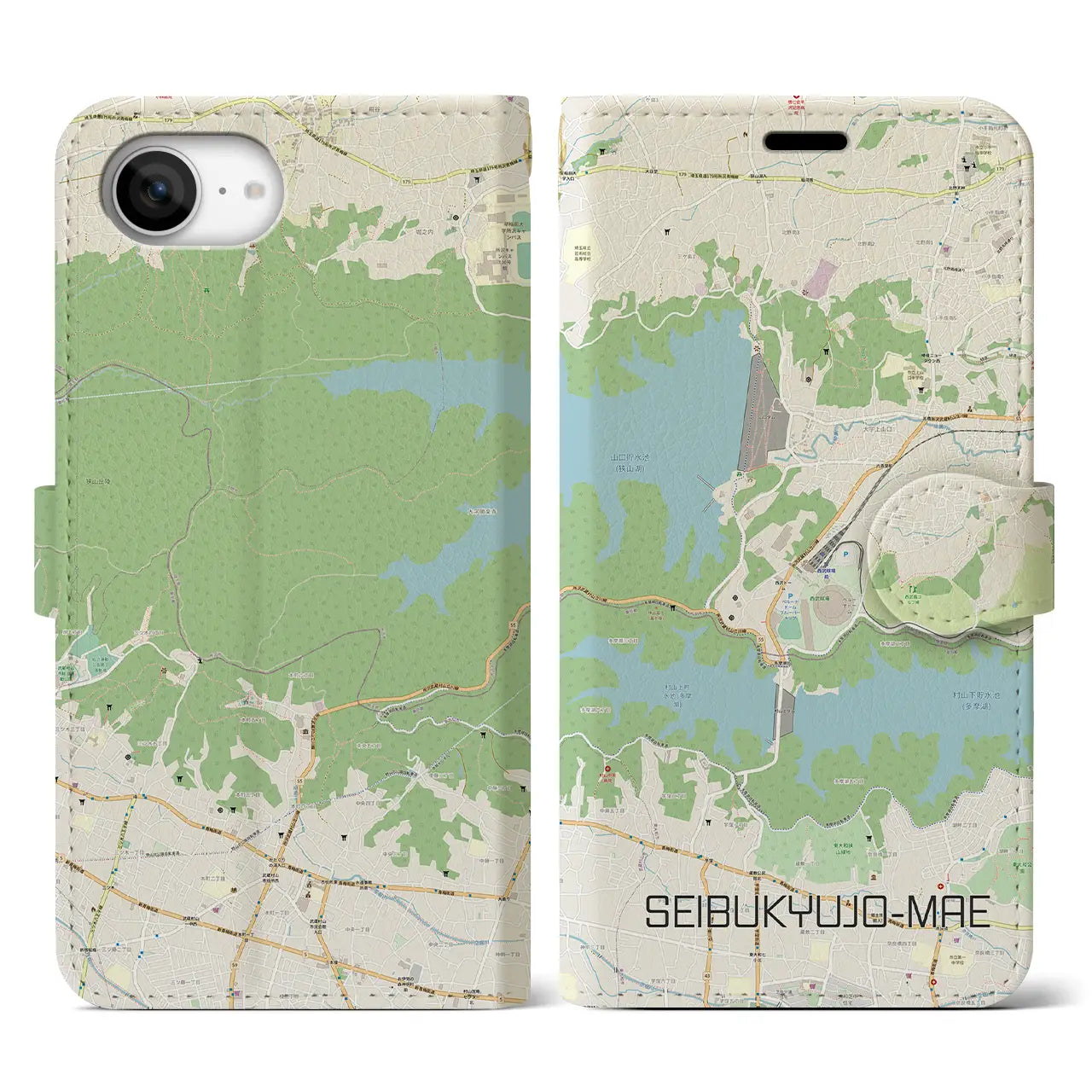 【西武球場前(埼玉県)】地図柄iPhoneケース(手帳タイプ)