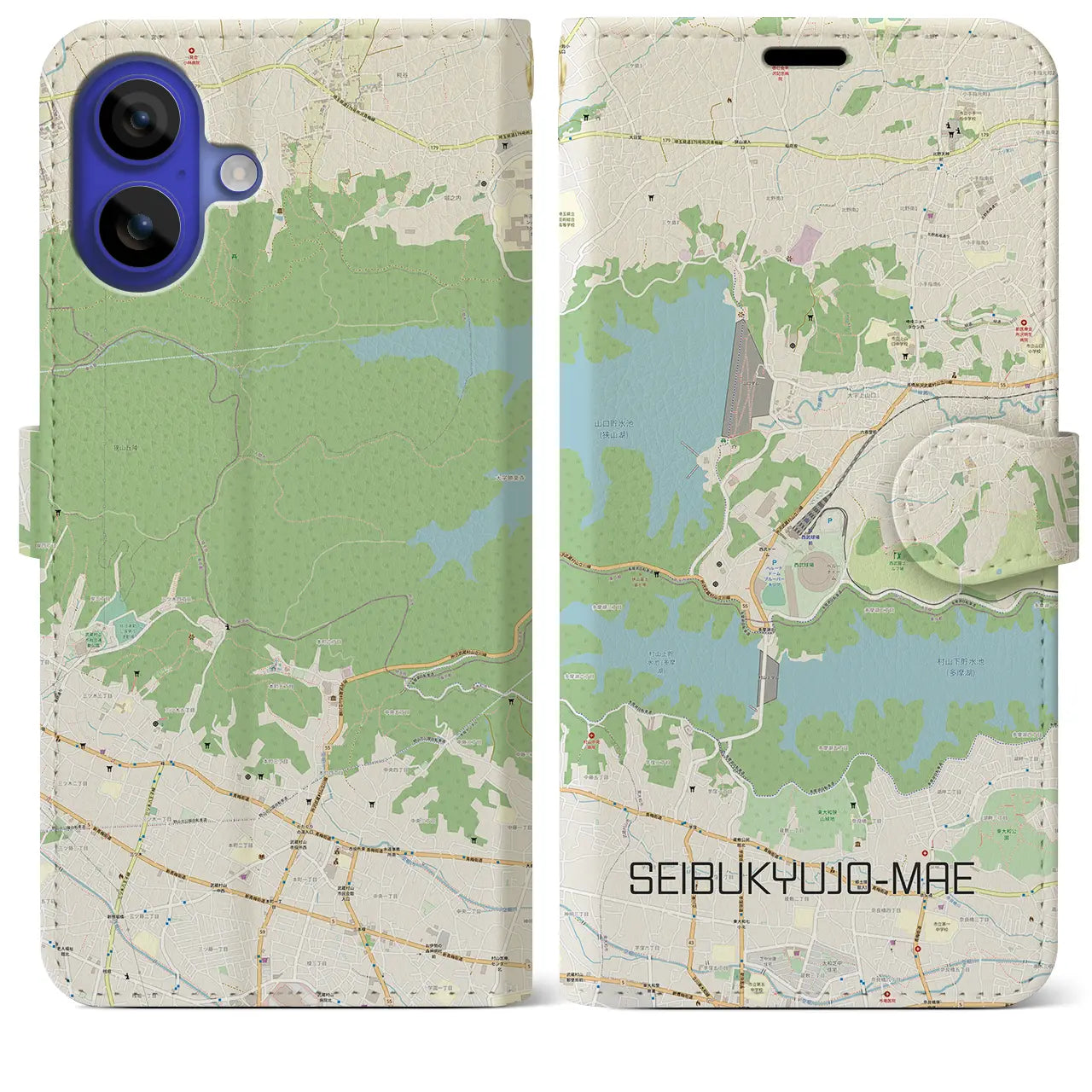 【西武球場前(埼玉県)】地図柄iPhoneケース(手帳タイプ)ナチュラル・iPhone 16 Pro Max 用