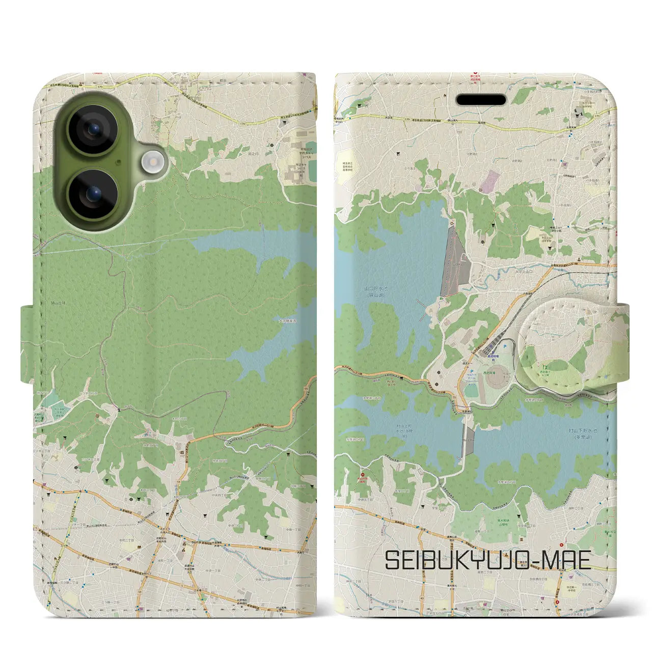 【西武球場前(埼玉県)】地図柄iPhoneケース(手帳タイプ)