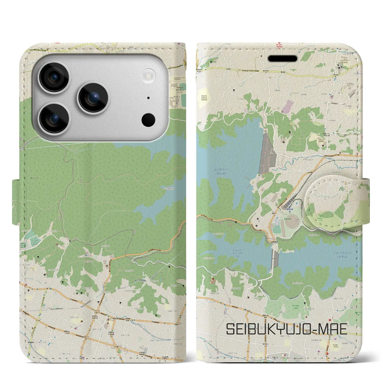 【西武球場前(埼玉県)】地図柄iPhoneケース(手帳タイプ)