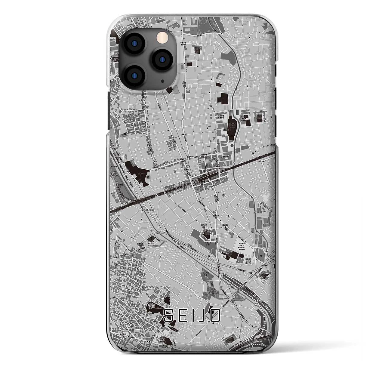 【成城(東京都)】地図柄iPhoneケース(クリアタイプ)モノトーン・iPhone 11 Pro Max 用