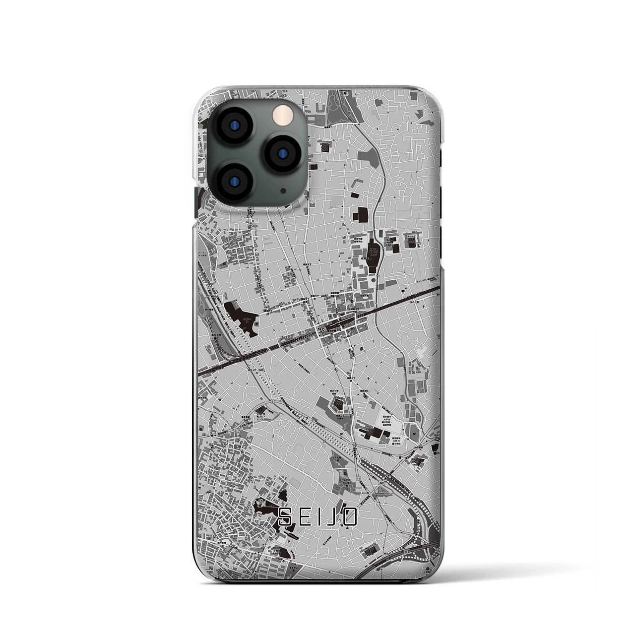 【成城(東京都)】地図柄iPhoneケース(クリアタイプ)モノトーン・iPhone 11 Pro 用