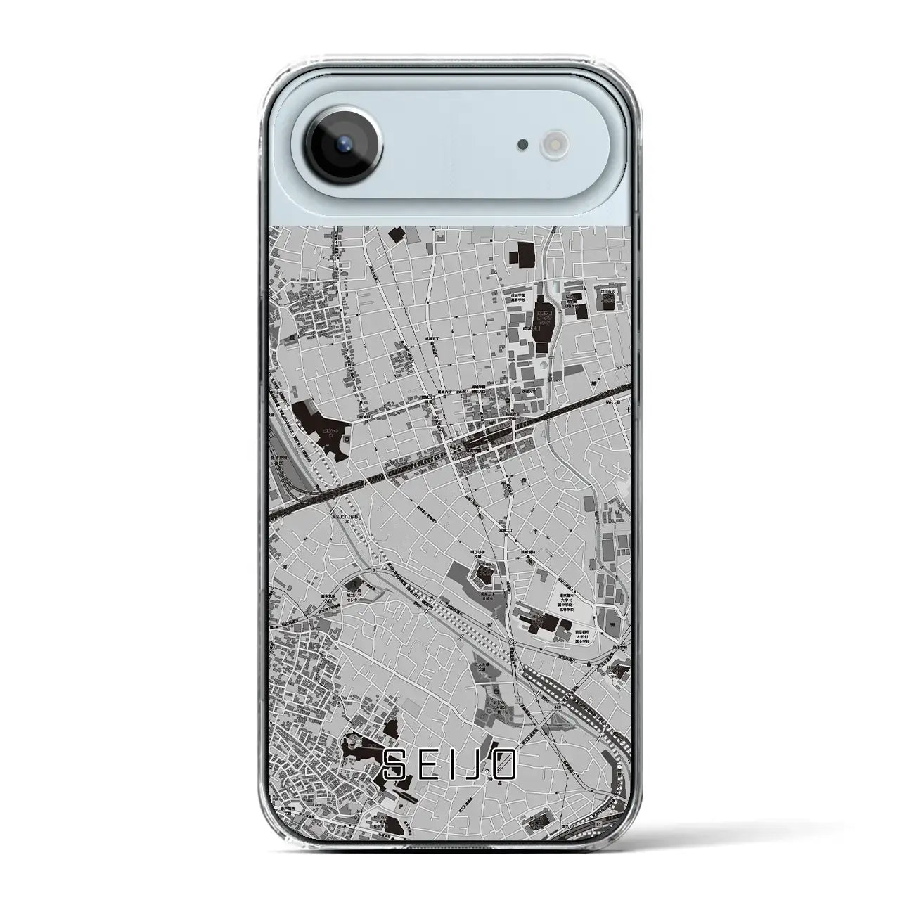 【成城(東京都)】地図柄iPhoneケース(クリアタイプ)モノトーン・iPhone 17 Pro Max 用