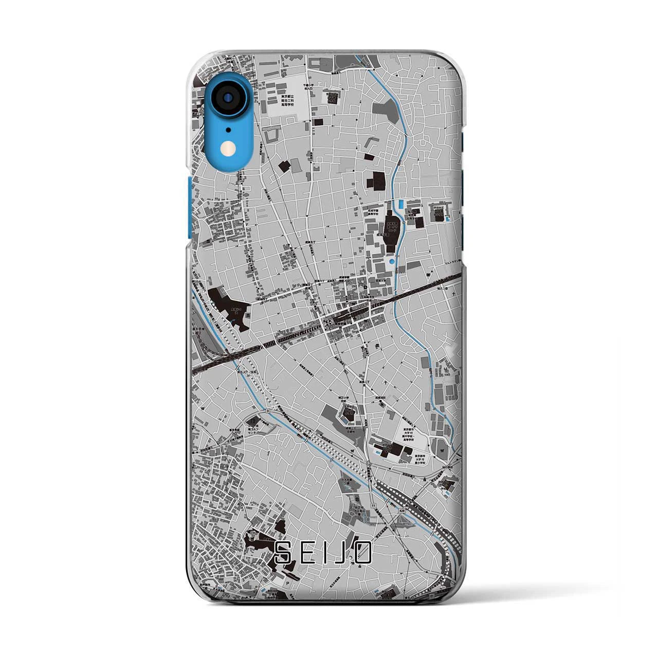 【成城(東京都)】地図柄iPhoneケース(クリアタイプ)モノトーン・iPhone XR 用