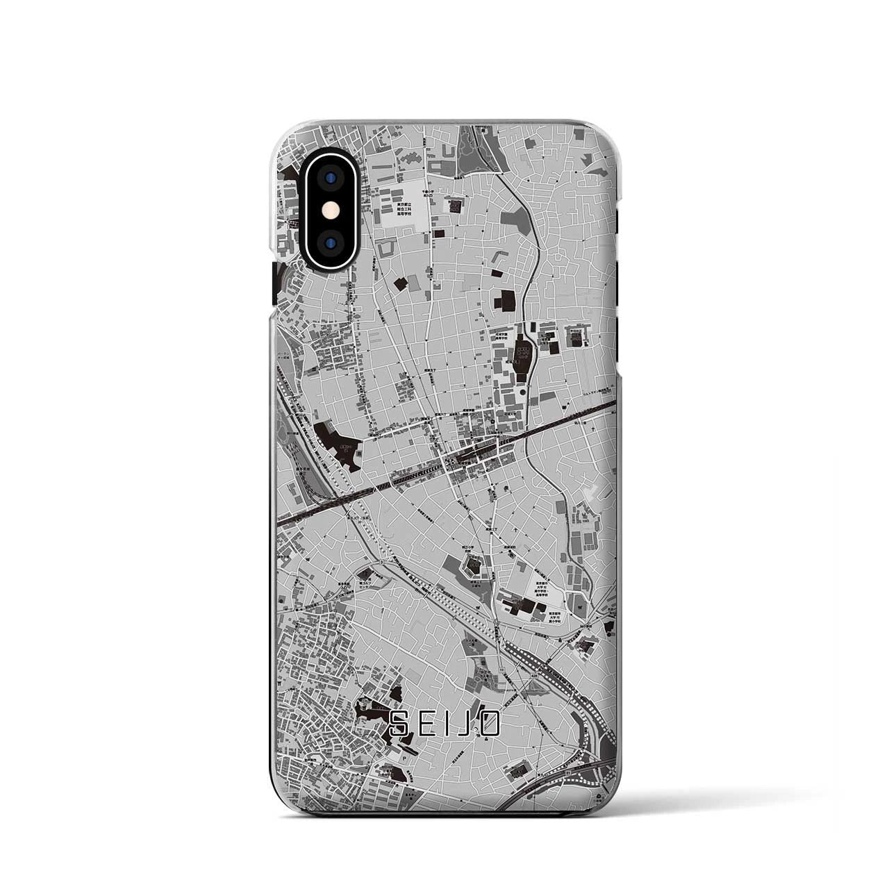 【成城(東京都)】地図柄iPhoneケース(クリアタイプ)モノトーン・iPhone XS / X 用