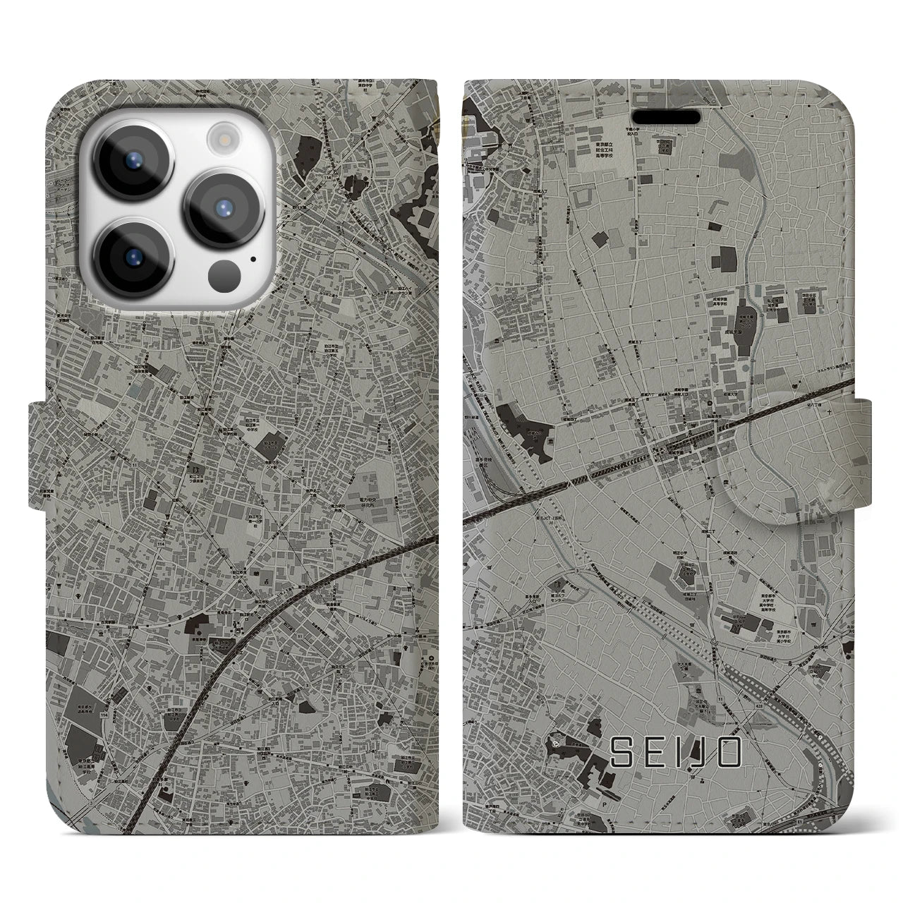 【成城(東京都)】地図柄iPhoneケース(手帳タイプ)