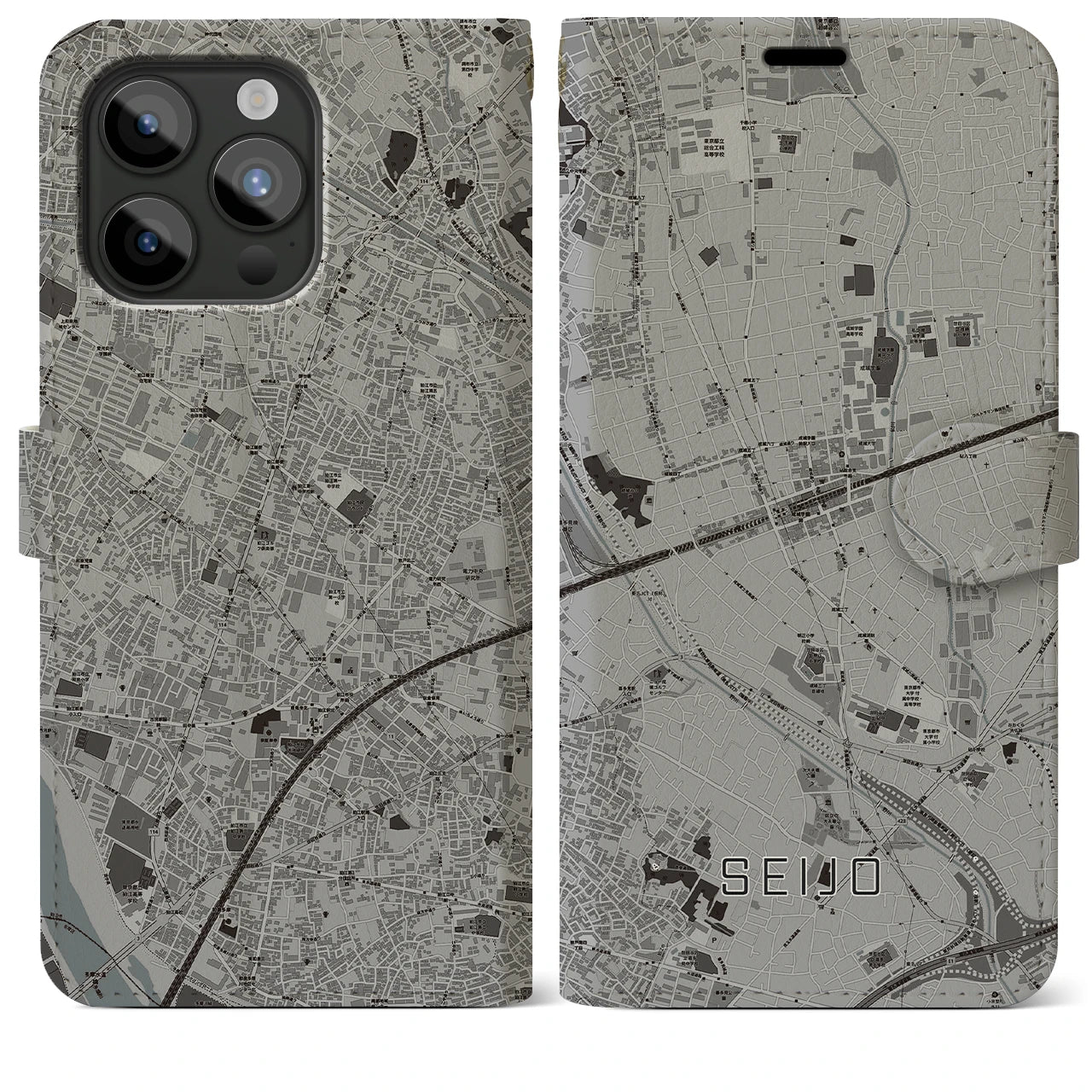【成城(東京都)】地図柄iPhoneケース(手帳タイプ)