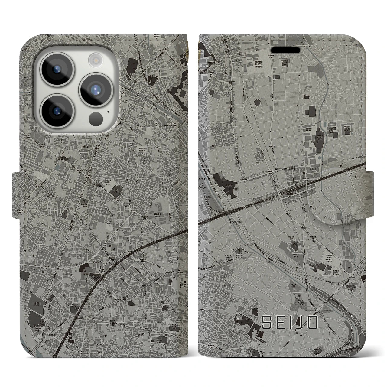 【成城(東京都)】地図柄iPhoneケース(手帳タイプ)