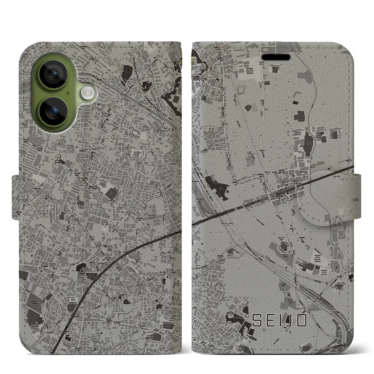 【成城(東京都)】地図柄iPhoneケース(手帳タイプ)