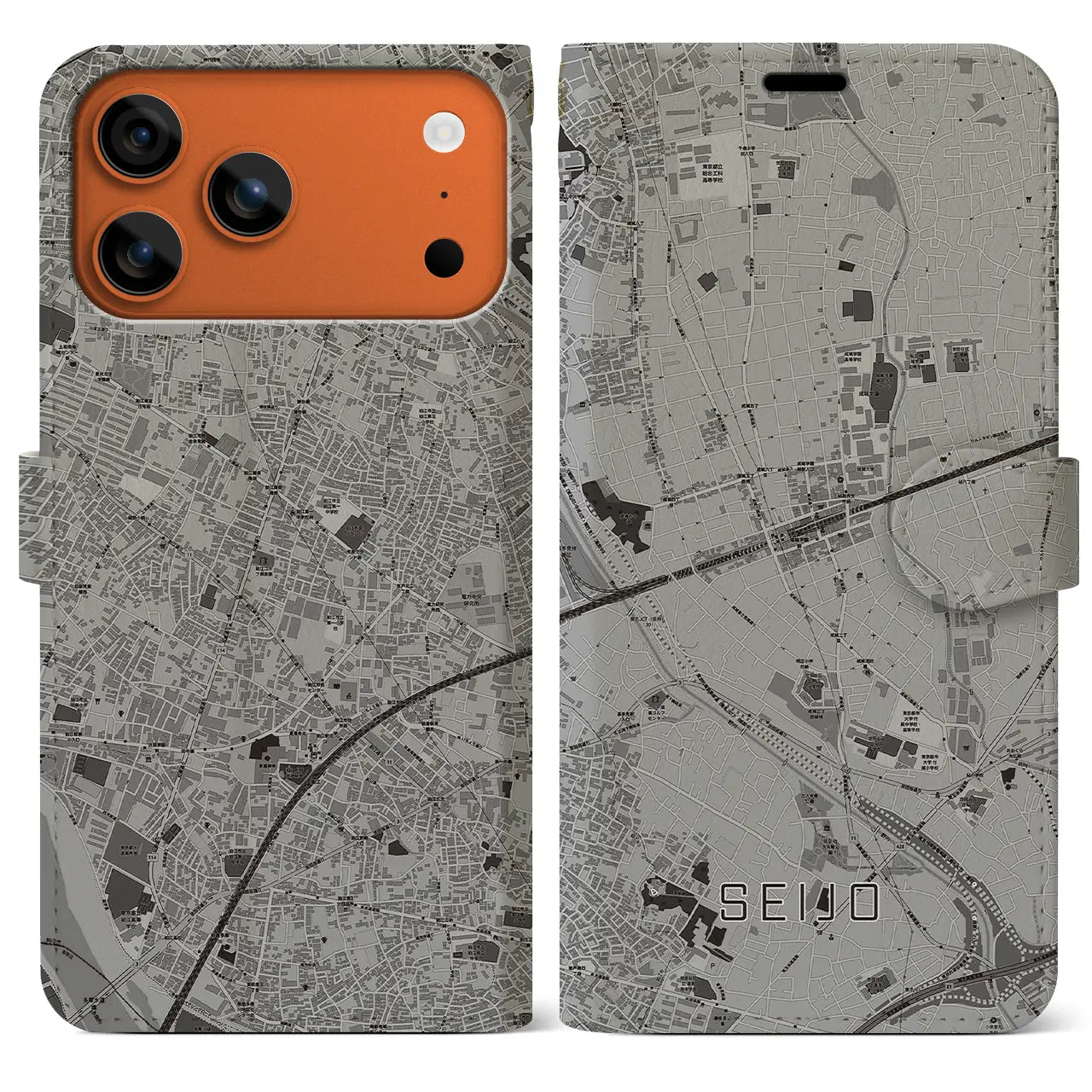 【成城(東京都)】地図柄iPhoneケース(手帳タイプ)